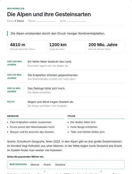 Beispiel: Wochenplan
