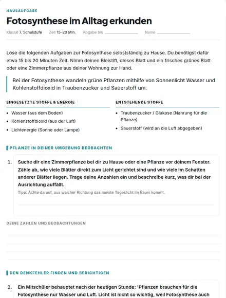 Beispiel: Hausaufgabe