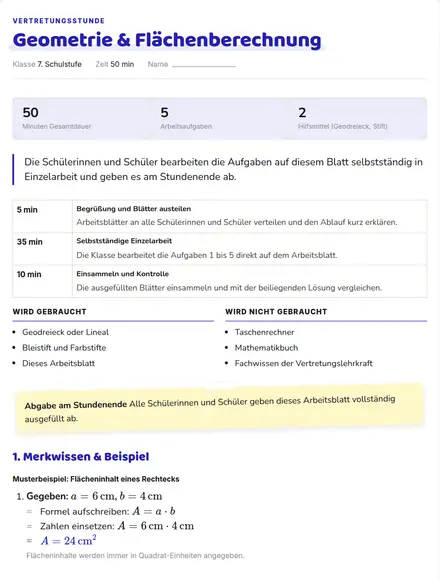 Beispiel: Vertretungsstunde
