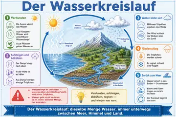 Der Wasserkreislauf im Stil Technical Blueprint