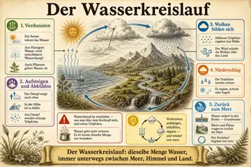 Der Wasserkreislauf im Stil Botanical Vintage