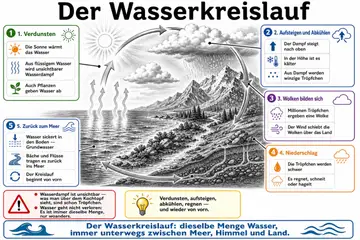 Der Wasserkreislauf im Stil Schwarz-Weiß