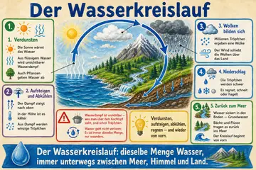 Der Wasserkreislauf im Stil Gouache