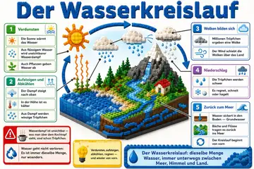 Der Wasserkreislauf im Stil Bausteine