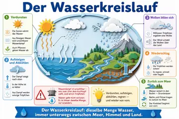 Der Wasserkreislauf im Stil Paper-Cut