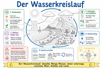Der Wasserkreislauf im Stil Spot Color
