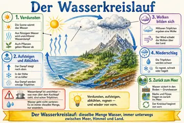 Der Wasserkreislauf im Stil Watercolor
